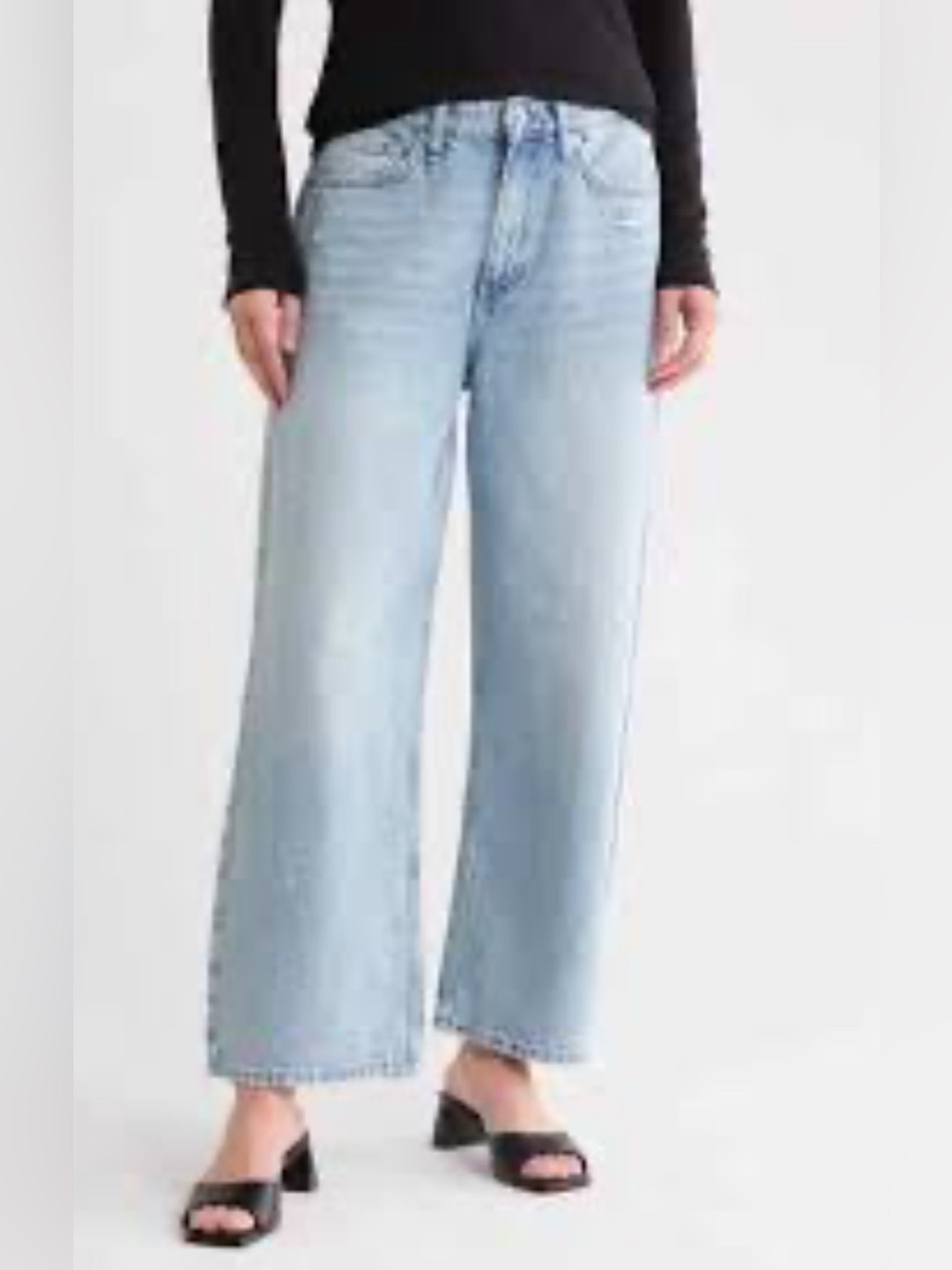 rag & bone Light Blue Wide Leg Lori Mid-Rise Crop Jeans Size-24 90’s Minimalist